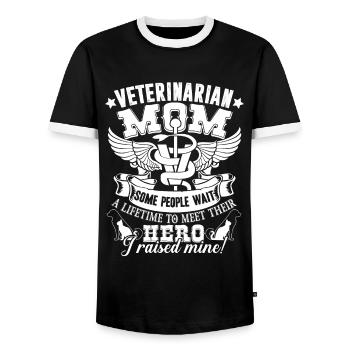 Veterinarian Veterinarian Mom Hero - Men's Ringer Shirt - black/white - Front - AI Model Female 172 light (172cm) & AI Model Male 178 light (178cm)