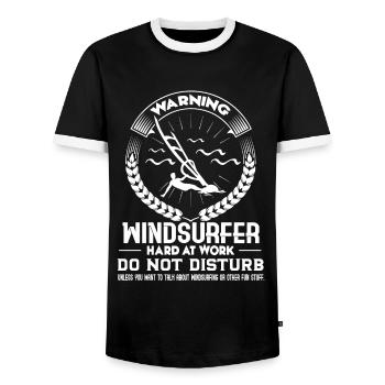 Windsurfing Windsurfer Hard At Work - Men's Ringer Shirt - black/white - Front - AI Model Female 172 light (172cm) & AI Model Male 178 light (178cm)