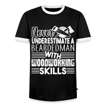 Woodworking Beardedman With Woodworking Skills - Men's Ringer Shirt - black/white - Front - AI Model Female 172 light (172cm) & AI Model Male 178 light (178cm)