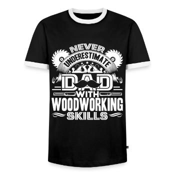 Woodworking Dad With Woodworking Skills - Men's Ringer Shirt - black/white - Front - AI Model Female 172 light (172cm) & AI Model Male 178 light (178cm)