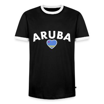 Aruba Arubanische Flagge Arubaner - Männer Kontrast-T-Shirt - Schwarz/Weiß - Vorne - AI Model Female 172 light (172cm) & AI Model Male 178 light (178cm)