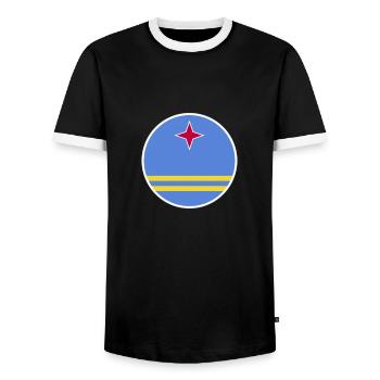 Aruba Arubanische Flagge Arubaner - Männer Kontrast-T-Shirt - Schwarz/Weiß - Vorne - AI Model Female 172 light (172cm) & AI Model Male 178 light (178cm)