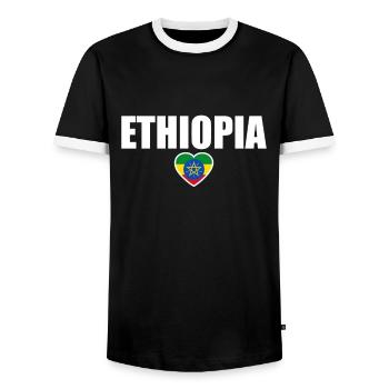 Ethiopia Ethiopia Ethiopian Flag Ethiopian - Men's Ringer Shirt - black/white - Front - AI Model Female 172 light (172cm) & AI Model Male 178 light (178cm)