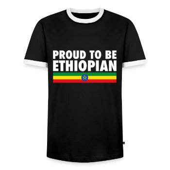 Proud To Be Ethiopian Ethiopian Ethiopian Flag - Men's Ringer Shirt - black/white - Front - AI Model Female 172 light (172cm) & AI Model Male 178 light (178cm)