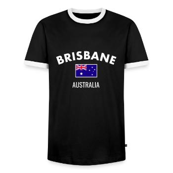 Brisbane Australia Australia Australian Flag - Men's Ringer Shirt - black/white - Front - AI Model Female 172 light (172cm) & AI Model Male 178 light (178cm)