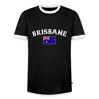 Brisbane Australia Australia Australian Flag - Men's Ringer Shirt - black/white - Front - AI Model Female 172 light (172cm) & AI Model Male 178 light (178cm)