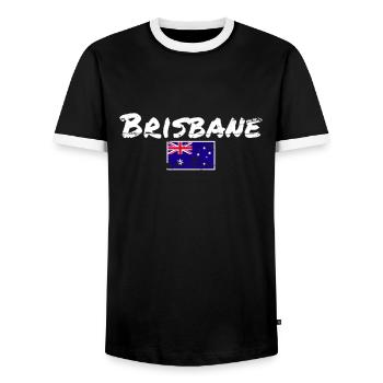 Brisbane Australie Vintage drapeau australien - T-shirt contrasté Homme - noir/blanc - Devant - AI Model Female 172 light (172cm) & AI Model Male 178 light (178cm)