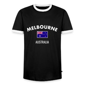 Melbourne Australie Australie Drapeau australien - T-shirt contrasté Homme - noir/blanc - Devant - AI Model Female 172 light (172cm) & AI Model Male 178 light (178cm)