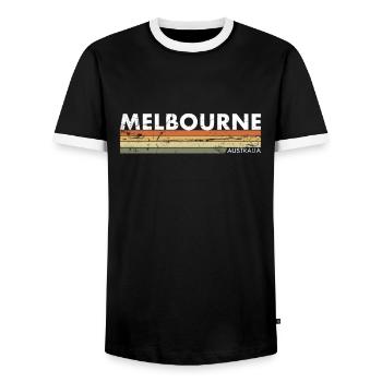Melbourne Retro Australie Vintage Australien - T-shirt contrasté Homme - noir/blanc - Devant - AI Model Female 172 light (172cm) & AI Model Male 178 light (178cm)