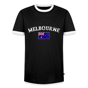 Melbourne Australie Australie Vintage drapeau - T-shirt contrasté Homme - noir/blanc - Devant - AI Model Female 172 light (172cm) & AI Model Male 178 light (178cm)