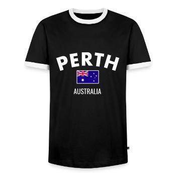 Perth Australia Australien Australische Flagge - Männer Kontrast-T-Shirt - Schwarz/Weiß - Vorne - AI Model Female 172 light (172cm) & AI Model Male 178 light (178cm)