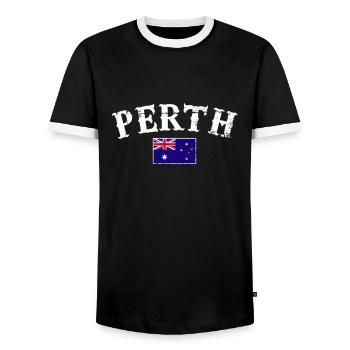 Perth Australien Vintage Australische Flagge - Männer Kontrast-T-Shirt - Schwarz/Weiß - Vorne - AI Model Female 172 light (172cm) & AI Model Male 178 light (178cm)