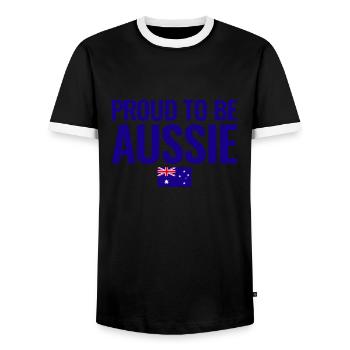 Fier d’être australien Australie Drapeau australien - T-shirt contrasté Homme - noir/blanc - Devant - AI Model Female 172 light (172cm) & AI Model Male 178 light (178cm)