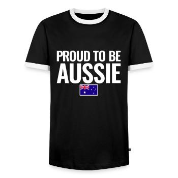 Fier d’être australien Australie Drapeau australien - T-shirt contrasté Homme - noir/blanc - Devant - AI Model Female 172 light (172cm) & AI Model Male 178 light (178cm)