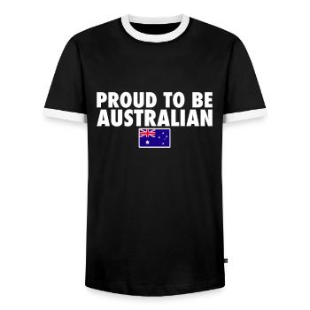 Fier d’être drapeau australien et australien - T-shirt contrasté Homme - noir/blanc - Devant - AI Model Female 172 light (172cm) & AI Model Male 178 light (178cm)