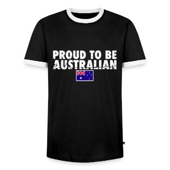 Fier d’être australien Vintage drapeau australien - T-shirt contrasté Homme - noir/blanc - Devant - AI Model Female 172 light (172cm) & AI Model Male 178 light (178cm)