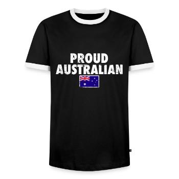 Fier drapeau australien australien Vintage - T-shirt contrasté Homme - noir/blanc - Devant - AI Model Female 172 light (172cm) & AI Model Male 178 light (178cm)