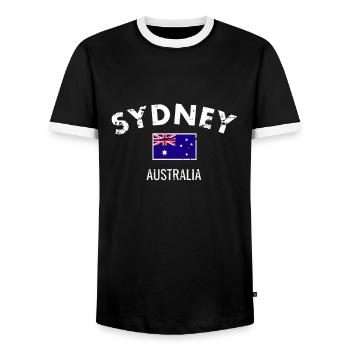 Sydney Australie Vintage drapeau australien - T-shirt contrasté Homme - noir/blanc - Devant - AI Model Female 172 light (172cm) & AI Model Male 178 light (178cm)