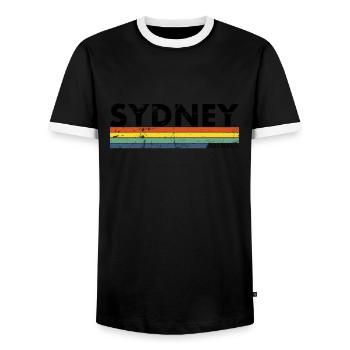 Sydney Australie Rétro Australien Vintage - T-shirt contrasté Homme - noir/blanc - Devant - AI Model Female 172 light (172cm) & AI Model Male 178 light (178cm)