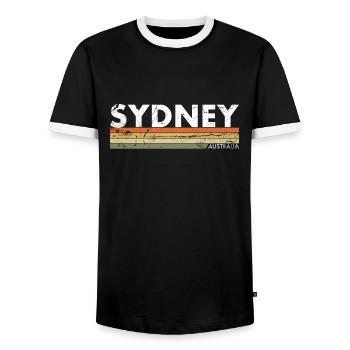 Sydney Retro Australie Vintage Australien - T-shirt contrasté Homme - noir/blanc - Devant - AI Model Female 172 light (172cm) & AI Model Male 178 light (178cm)