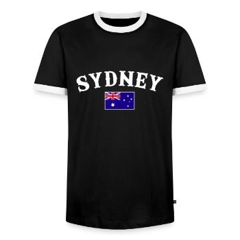 Sydney Australia Australien Australische Flagge - Männer Kontrast-T-Shirt - Schwarz/Weiß - Vorne - AI Model Female 172 light (172cm) & AI Model Male 178 light (178cm)