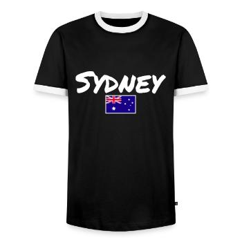 Sydney Australie Australie Drapeau australien - T-shirt contrasté Homme - noir/blanc - Devant - AI Model Female 172 light (172cm) & AI Model Male 178 light (178cm)