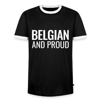 Belgian And Proud Belgium - Men's Ringer Shirt - black/white - Front - AI Model Female 172 light (172cm) & AI Model Male 178 light (178cm)