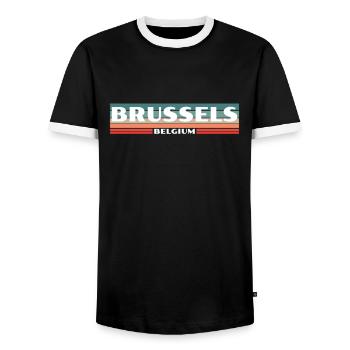 Brussels Belgium Belgium Retro Belgian Belgians - Men's Ringer Shirt - black/white - Front - AI Model Female 172 light (172cm) & AI Model Male 178 light (178cm)