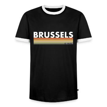 Brussels Belgium Belgium Retro Belgian Belgians - Men's Ringer Shirt - black/white - Front - AI Model Female 172 light (172cm) & AI Model Male 178 light (178cm)