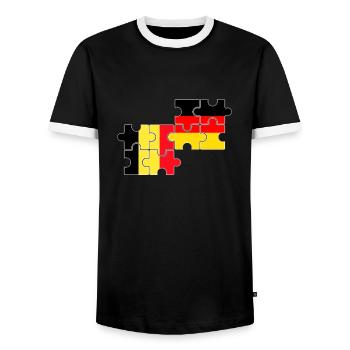 Belgium Germany Flag German Belgium - Men's Ringer Shirt - black/white - Front - AI Model Female 172 light (172cm) & AI Model Male 178 light (178cm)