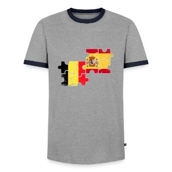 Belgique Espagne Vintage Drapeau Espagnol Belge - T-shirt contrasté Homme - gris/marine  - Devant - AI Model Female 172 light (172cm) & AI Model Male 178 light (178cm)