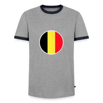 Belgique Drapeau belge Belge - T-shirt contrasté Homme - gris/marine  - Devant - AI Model Female 172 light (172cm) & AI Model Male 178 light (178cm)