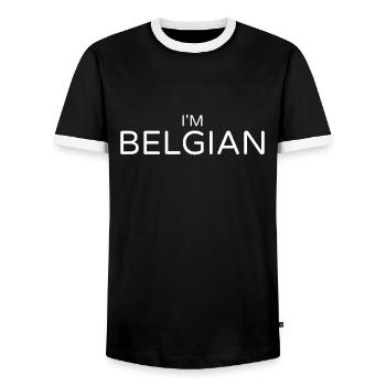 I'm Belgian Belgium Belgian Flag Belgian - Men's Ringer Shirt - black/white - Front - AI Model Female 172 light (172cm) & AI Model Male 178 light (178cm)
