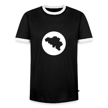 Belgien Karte Belgische Belgier - Männer Kontrast-T-Shirt - Schwarz/Weiß - Vorne - AI Model Female 172 light (172cm) & AI Model Male 178 light (178cm)