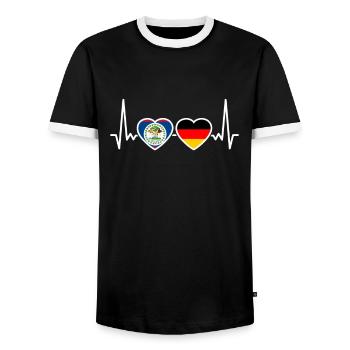 Belize Allemagne Heartbeat Drapeau Belizer - T-shirt contrasté Homme - noir/blanc - Devant - AI Model Female 172 light (172cm) & AI Model Male 178 light (178cm)