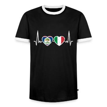 Belize Italy Vintage Heartbeat Flag Belizer - Men's Ringer Shirt - black/white - Front - AI Model Female 172 light (172cm) & AI Model Male 178 light (178cm)