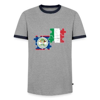 Belize Italy Vintage Flag Belizer - Men's Ringer Shirt - grey/navy  - Front - AI Model Female 172 light (172cm) & AI Model Male 178 light (178cm)