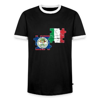 Belize Italy Vintage Flag Belizer - Men's Ringer Shirt - black/white - Front - AI Model Female 172 light (172cm) & AI Model Male 178 light (178cm)