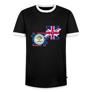 Belize Royaume-Uni Drapeau britannique du Belize - T-shirt contrasté Homme - noir/blanc - Devant - AI Model Female 172 light (172cm) & AI Model Male 178 light (178cm)