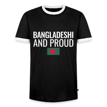 Bangladeshi And Proud Bangladesh Flag - Men's Ringer Shirt - black/white - Front - AI Model Female 172 light (172cm) & AI Model Male 178 light (178cm)