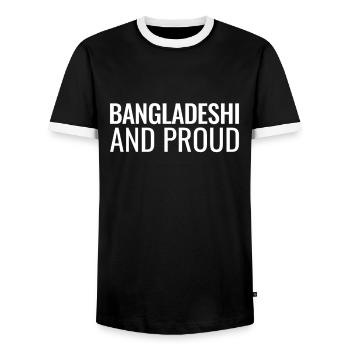 Bangladeshi And Proud Bangladesh - Men's Ringer Shirt - black/white - Front - AI Model Female 172 light (172cm) & AI Model Male 178 light (178cm)