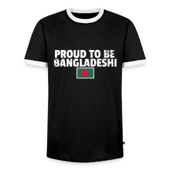 Proud To Be Bangladeshi Vintage Bangladeshi Flag - Men's Ringer Shirt - black/white - Front - AI Model Female 172 light (172cm) & AI Model Male 178 light (178cm)