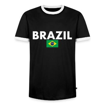 Brésil Brésil Drapeau brésilien - T-shirt contrasté Homme - noir/blanc - Devant - AI Model Female 172 light (172cm) & AI Model Male 178 light (178cm)