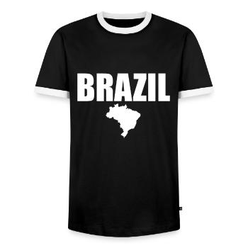Carte Brésil Brésil Brésilien - T-shirt contrasté Homme - noir/blanc - Devant - AI Model Female 172 light (172cm) & AI Model Male 178 light (178cm)