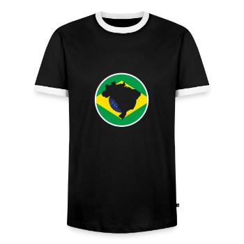 Brasilien Karte Brasilianische Flagge - Männer Kontrast-T-Shirt - Schwarz/Weiß - Vorne - AI Model Female 172 light (172cm) & AI Model Male 178 light (178cm)