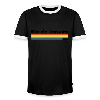 Rio de Janeiro Brazil Retro Brazilian - Men's Ringer Shirt - black/white - Front - AI Model Female 172 light (172cm) & AI Model Male 178 light (178cm)