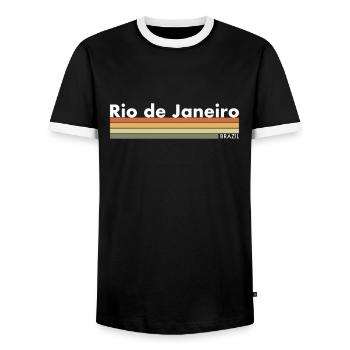 Rio de Janeiro Brazil Brasilien Retro - Men's Ringer Shirt - black/white - Front - AI Model Female 172 light (172cm) & AI Model Male 178 light (178cm)