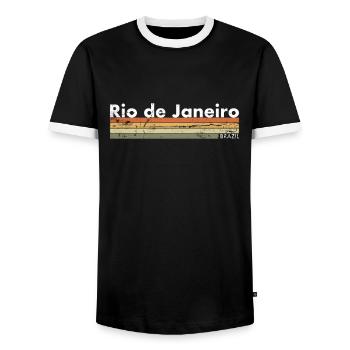 Rio de Janeiro Vintage Brazil Brasilien Retro - Men's Ringer Shirt - black/white - Front - AI Model Female 172 light (172cm) & AI Model Male 178 light (178cm)