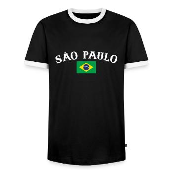 São Paulo Brazil Brazil Brazilian Flag - Men's Ringer Shirt - black/white - Front - AI Model Female 172 light (172cm) & AI Model Male 178 light (178cm)