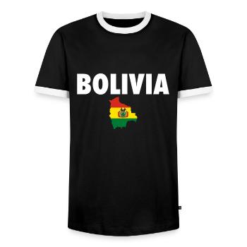 Carte de la Bolivie Drapeau bolivien - T-shirt contrasté Homme - noir/blanc - Devant - AI Model Female 172 light (172cm) & AI Model Male 178 light (178cm)